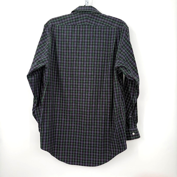 Lands’ End Men’s 16-33 Traditional Fit No Iron Supima Cotton Plaid Shirt Green - Picture 2 of 9